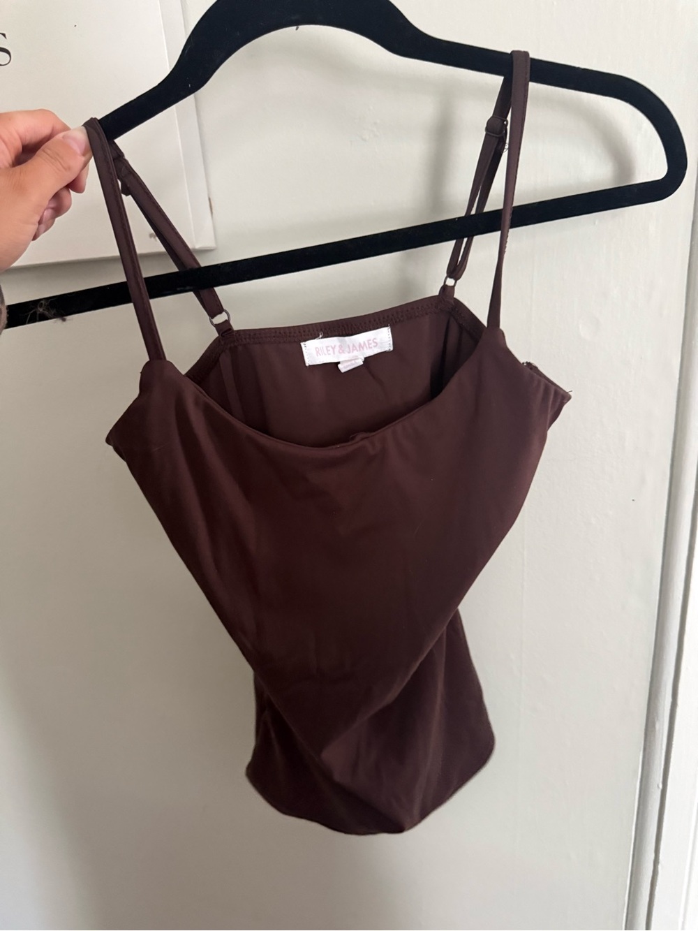 Brown Satin Cowl Neck Cami